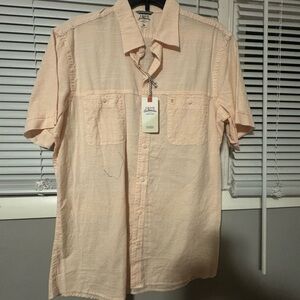 Izod Men's Light Peach Casual Button Down Shirt